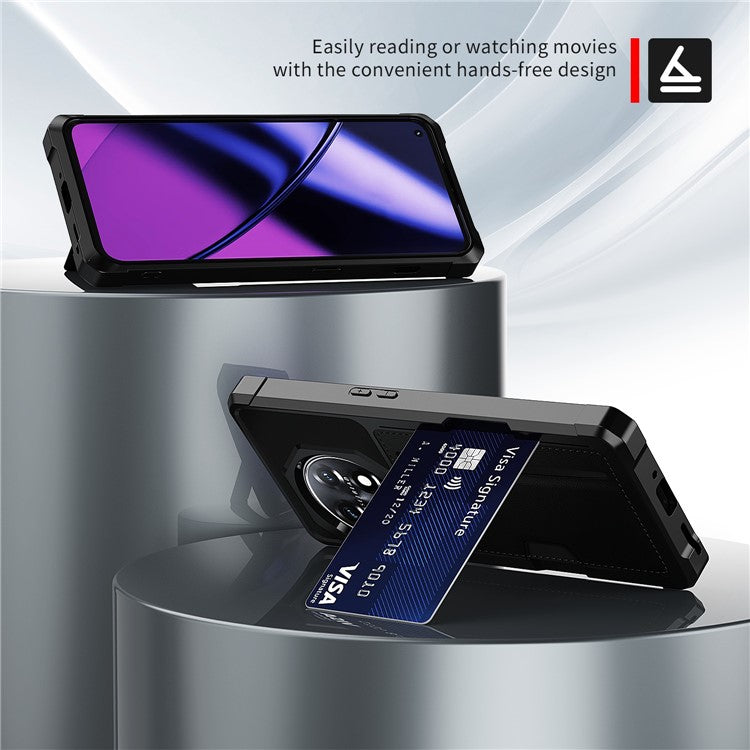 For OnePlus 11 5G Shockproof Case ZM02 PU Leather Coated Anti-Drop TPU Phone Case with Card Slot