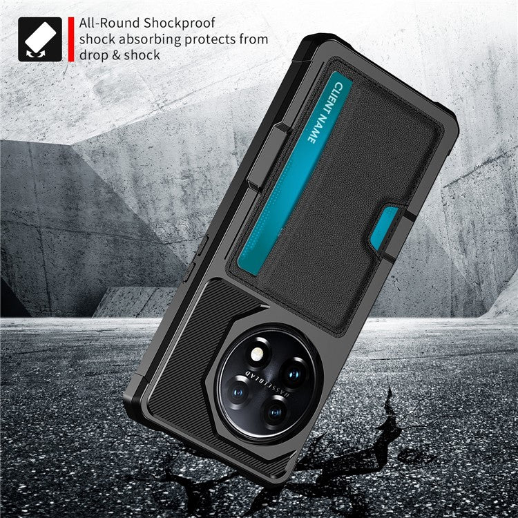 For OnePlus 11 5G Shockproof Case ZM02 PU Leather Coated Anti-Drop TPU Phone Case with Card Slot