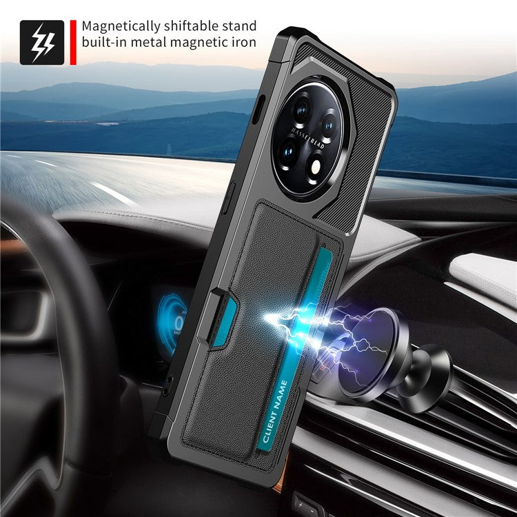 For OnePlus 11 5G Shockproof Case ZM02 PU Leather Coated Anti-Drop TPU Phone Case with Card Slot