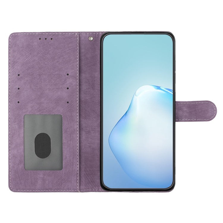 For Samsung Galaxy S22 5G Solid Color Leather Wallet Shell Skin-touch Anti-drop Stand Phone Case - Purple