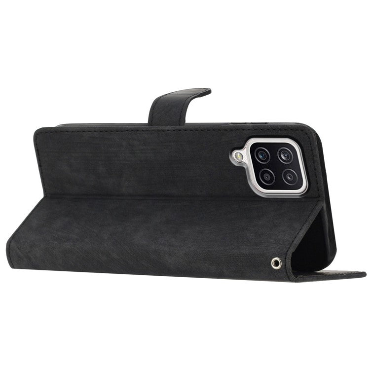 For Samsung Galaxy A22 4G (EU Version) PU Leather Wallet Protective Shell Skin-touch Flip Stand Phone Case - Black