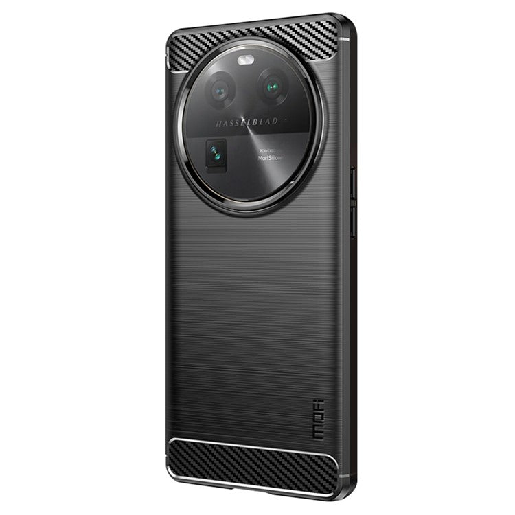 MOFI JK TPU Series-1 For Oppo Find X6 Flexible TPU Slim Fit Phone Case Carbon Fiber Brushed Texture Cover - Black