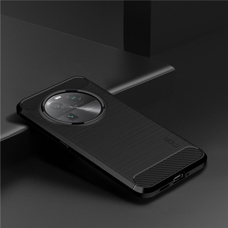 MOFI JK TPU Series-1 For Oppo Find X6 Flexible TPU Slim Fit Phone Case Carbon Fiber Brushed Texture Cover - Black