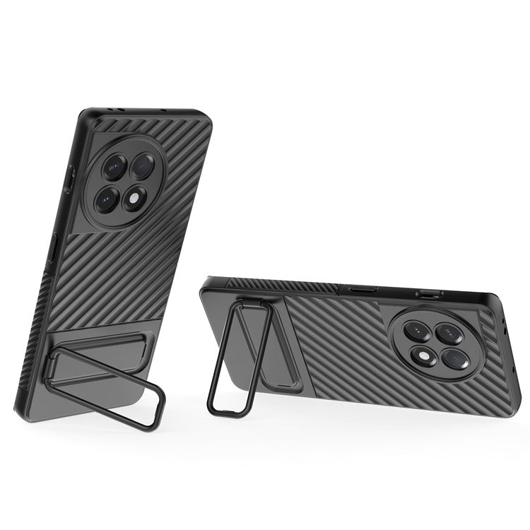 For OnePlus Ace 2 5G Rugged TPU Phone Case Kickstand Cover Anti-Drop Shockproof Phone Shell - Black