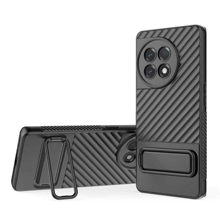For OnePlus Ace 2 5G Rugged TPU Phone Case Kickstand Cover Anti-Drop Shockproof Phone Shell - Black