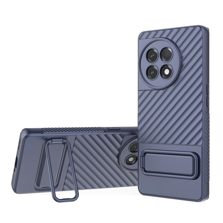 For OnePlus Ace 2 5G Rugged TPU Phone Case Kickstand Cover Anti-Drop Shockproof Phone Shell - Dark Blue