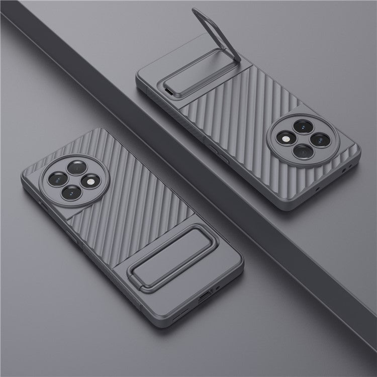 For OnePlus Ace 2 5G Rugged TPU Phone Case Kickstand Cover Anti-Drop Shockproof Phone Shell - Grey