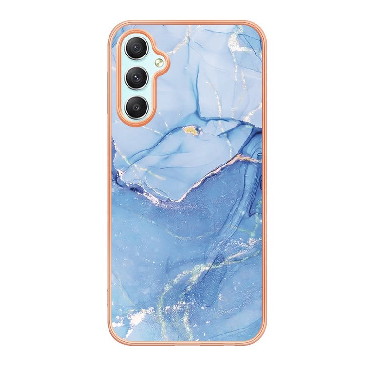 YB IMD Series-16 for Samsung Galaxy A24 4G (162.1 x 77.6 x 8.3mm) , IMD 2.0mm Electroplating Marble Pattern Phone Cover - Blue