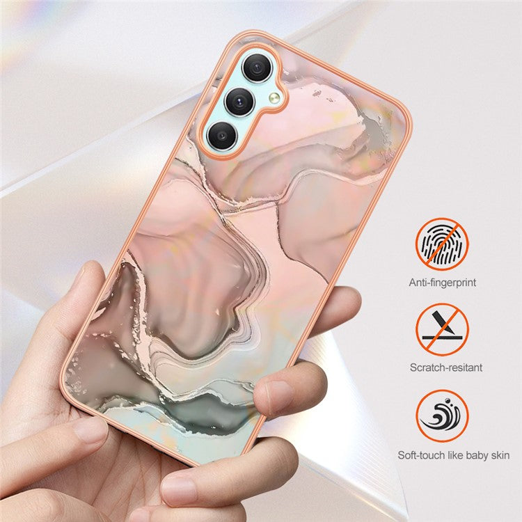 YB IMD Series-16 for Samsung Galaxy A24 4G (162.1 x 77.6 x 8.3mm) , IMD 2.0mm Electroplating Marble Pattern Phone Cover - Blue