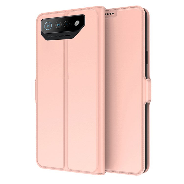 For Asus ROG Phone 7 5G Folio Flip Cover Magnetic PU Leather Folding Stand Flip Card Holder Slot Phone Case - Rose Gold