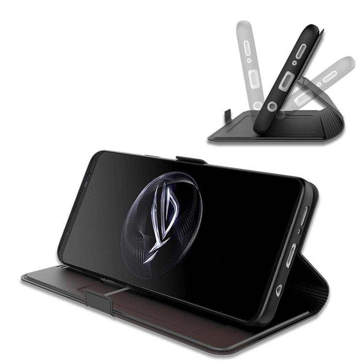 For Asus ROG Phone 7 5G Folio Flip Cover Magnetic PU Leather Folding Stand Flip Card Holder Slot Phone Case - Rose Gold