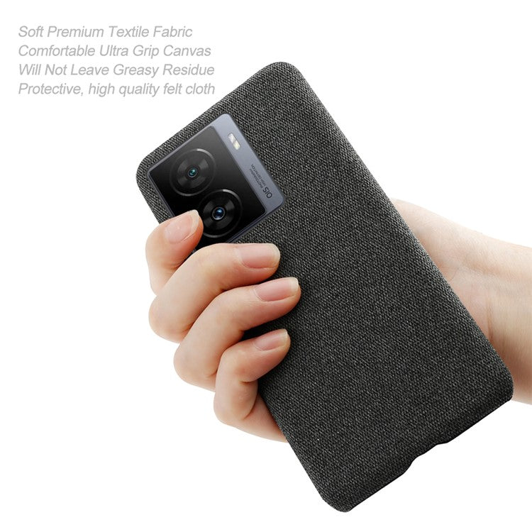 For vivo iQOO Z7 5G Shockproof Cell Phone Case Cloth+Hard PC Smartphone Cover - Black