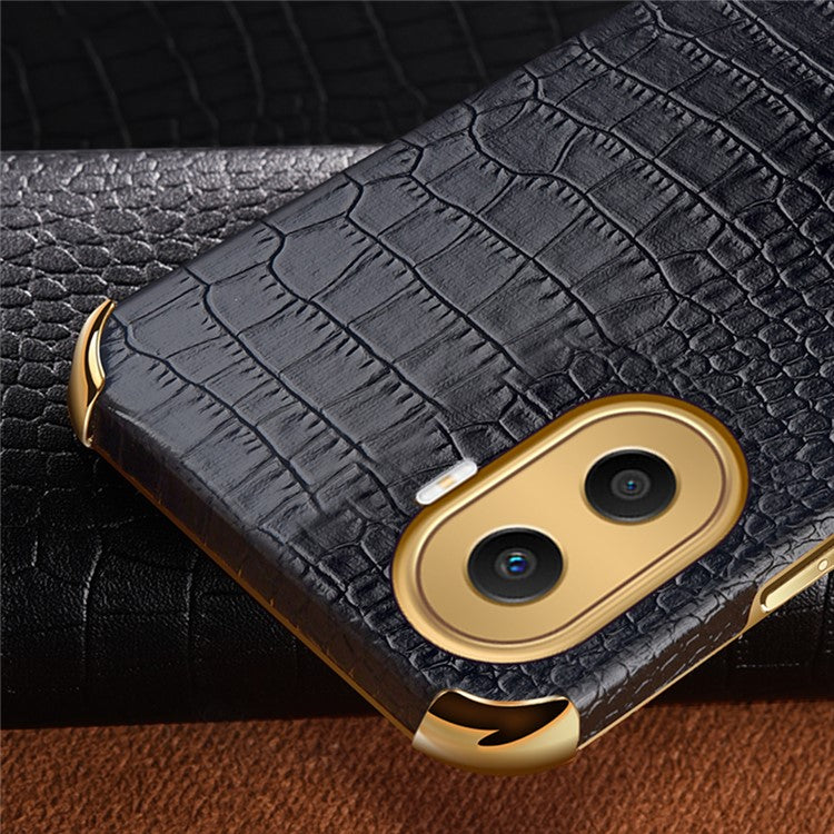 For Honor X40i 5G Ring Kickstand 6D Electroplated Case Precise Cutout Crocodile Texture Leather Coated TPU Cover - Green