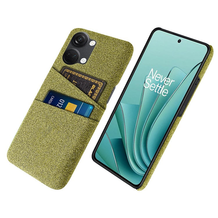 2 Card Slots Phone Cover for OnePlus Nord 3 5G / Ace 2V , Hard PC + Cloth Phone Case - Yellow