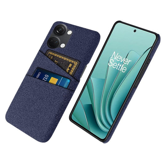 2 Card Slots Phone Cover for OnePlus Nord 3 5G / Ace 2V , Hard PC + Cloth Phone Case - Blue