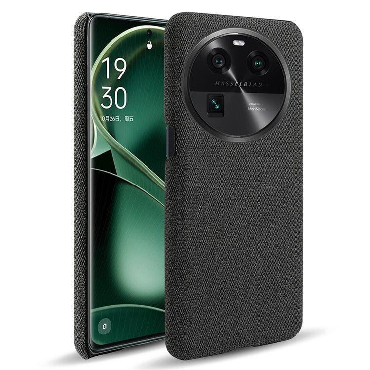 Smartphone Case for Oppo Find X6 Solid Color Anti-scratch Hard PC+Cloth Phone Cover - Black