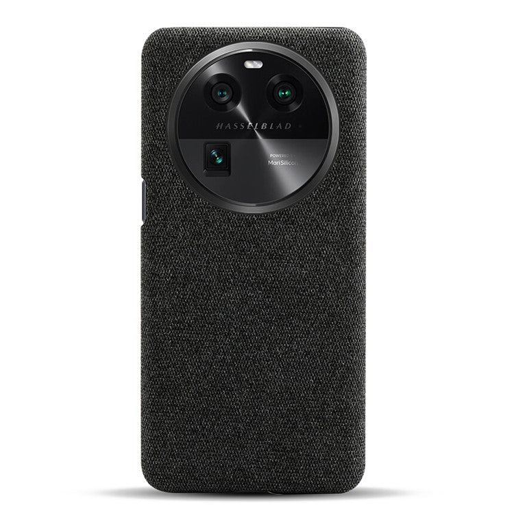 Smartphone Case for Oppo Find X6 Solid Color Anti-scratch Hard PC+Cloth Phone Cover - Black