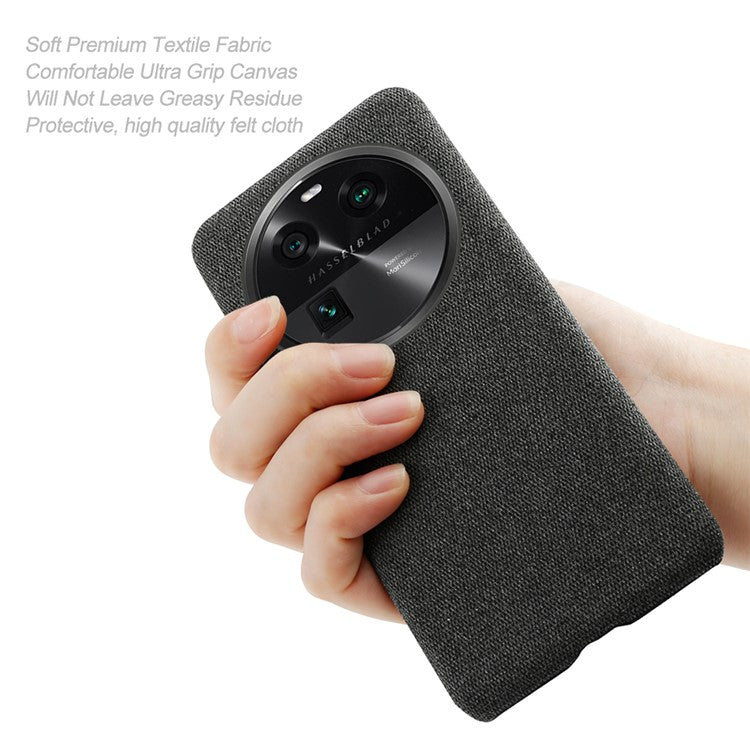 Smartphone Case for Oppo Find X6 Solid Color Anti-scratch Hard PC+Cloth Phone Cover - Black