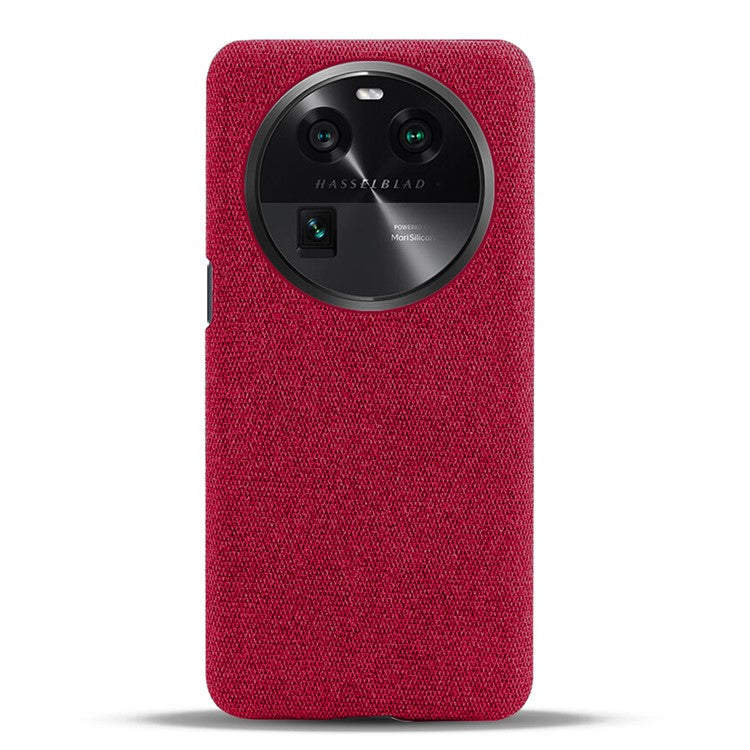 Smartphone Case for Oppo Find X6 Solid Color Anti-scratch Hard PC+Cloth Phone Cover - Red