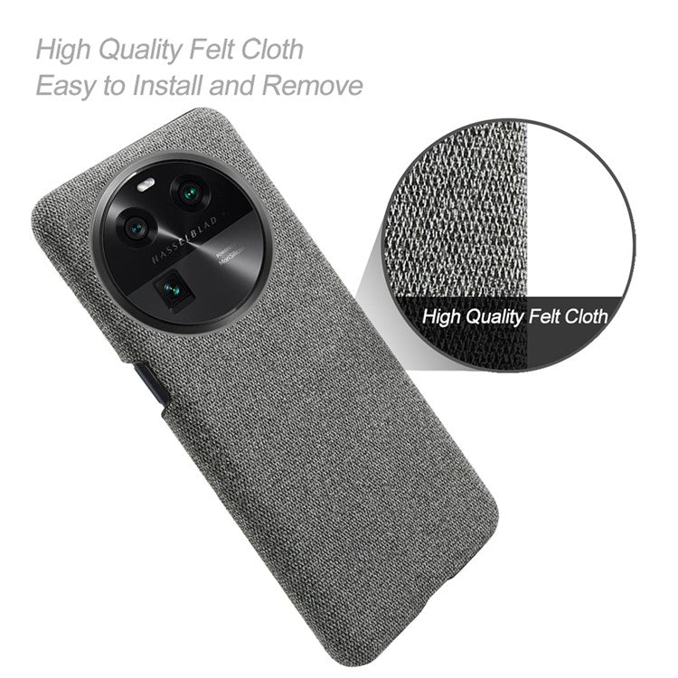 Smartphone Case for Oppo Find X6 Solid Color Anti-scratch Hard PC+Cloth Phone Cover - Grey
