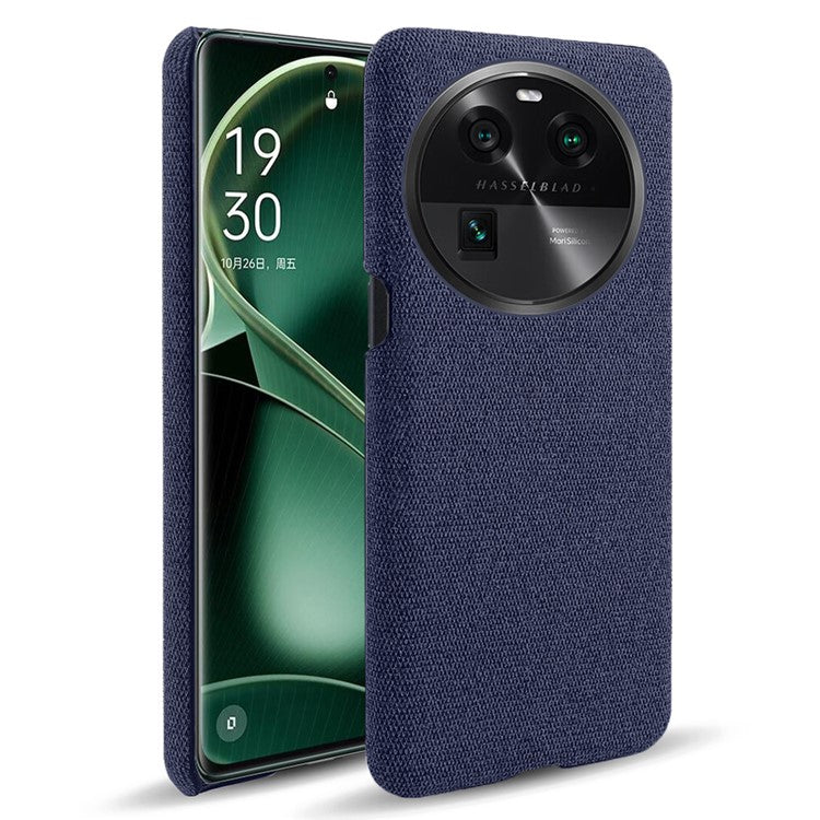 Smartphone Case for Oppo Find X6 Solid Color Anti-scratch Hard PC+Cloth Phone Cover - Blue