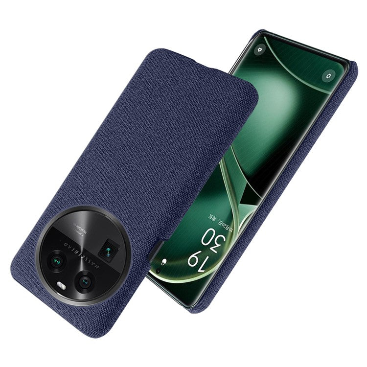 Smartphone Case for Oppo Find X6 Solid Color Anti-scratch Hard PC+Cloth Phone Cover - Blue