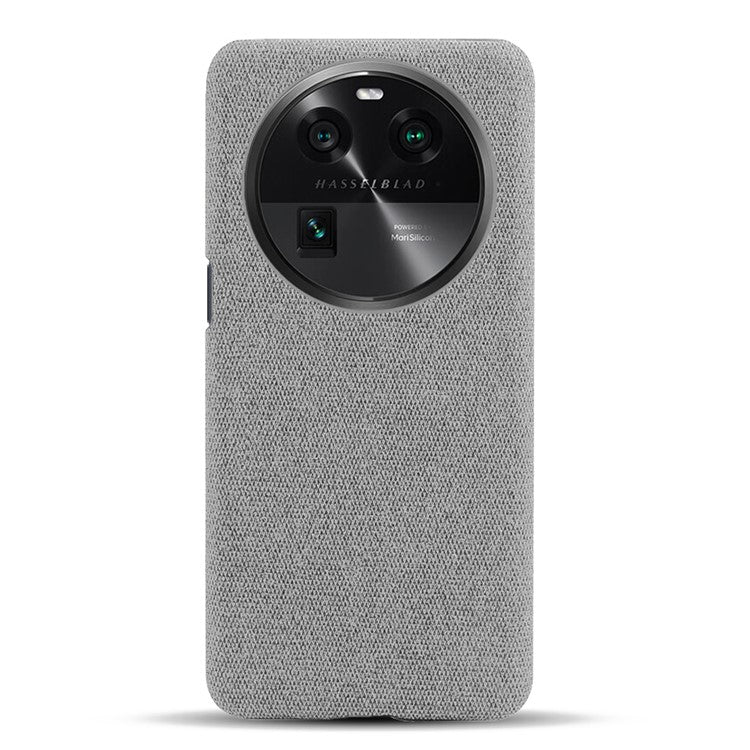 Smartphone Case for Oppo Find X6 Solid Color Anti-scratch Hard PC+Cloth Phone Cover - Light Grey