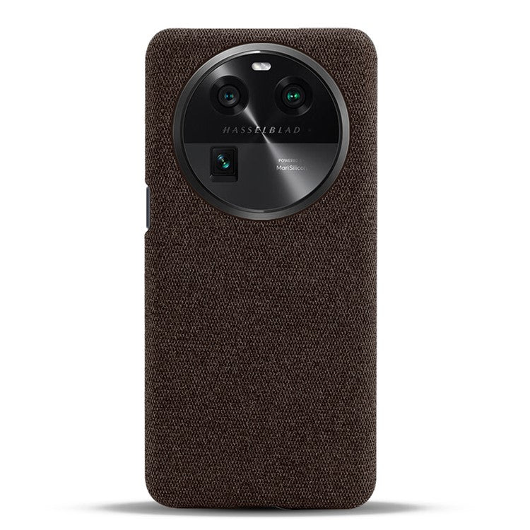 Smartphone Case for Oppo Find X6 Solid Color Anti-scratch Hard PC+Cloth Phone Cover - Brown