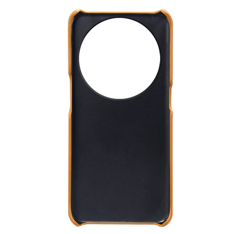 Phone Case for Oppo Find X6 Pro Back Shell, Dual Card Slots PU Leather Coated PC Cover - Orange