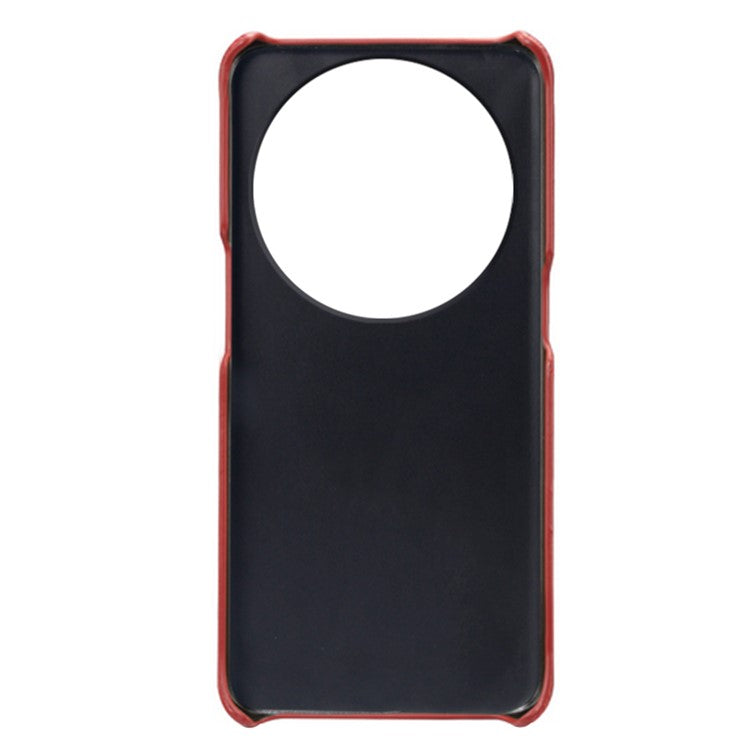 Phone Case for Oppo Find X6 Pro Back Shell, Dual Card Slots PU Leather Coated PC Cover - Red