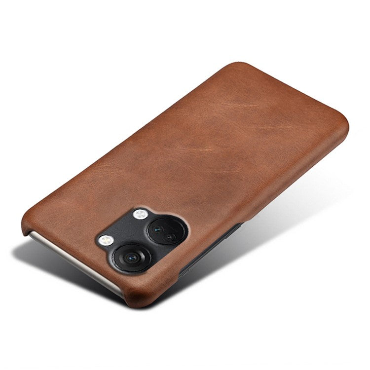 For OnePlus Nord 3 5G / Ace 2V Slim Shockproof Phone Cover PU Leather + PC Calf Texture Phone Case - Brown