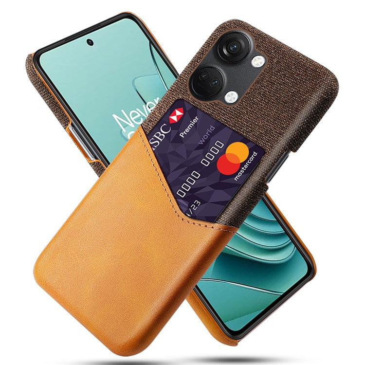 For OnePlus Nord 3 5G / Ace 2V Cloth Texture Card Holder Phone Cover Leather Coated PC Back Case - Orange