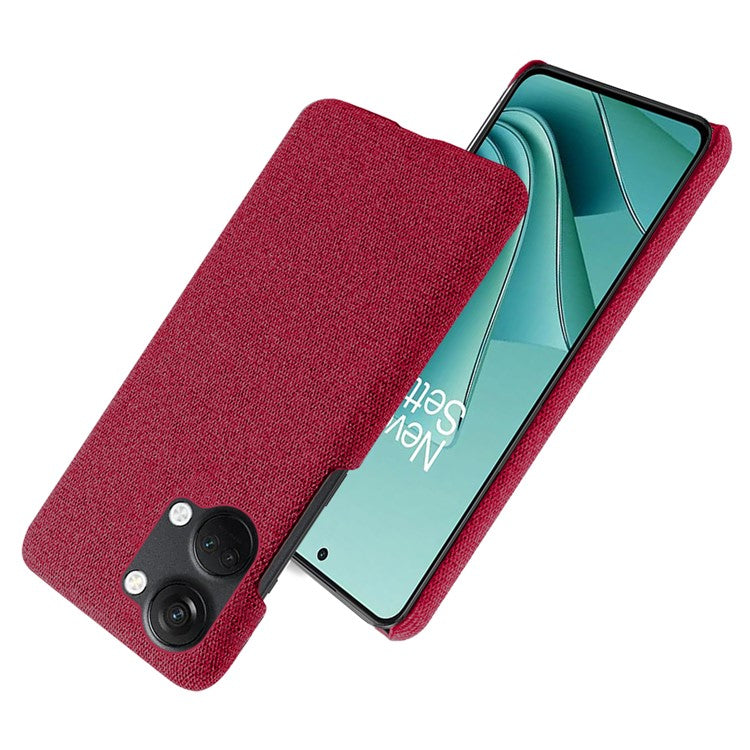 For OnePlus Nord 3 5G / Ace 2V Shockproof Non-Slip Case Cloth+Hard PC Protective Guardian Phone Cover - Red