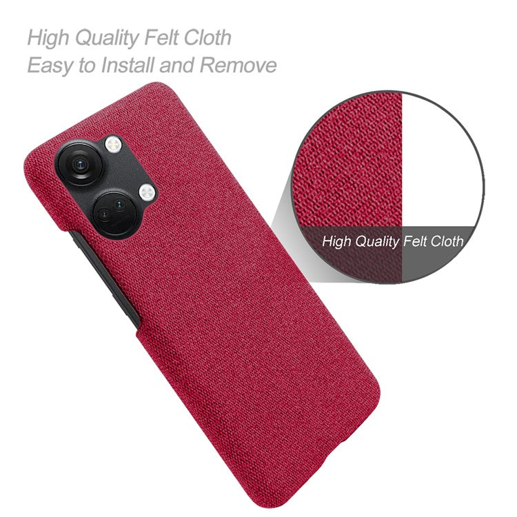 For OnePlus Nord 3 5G / Ace 2V Shockproof Non-Slip Case Cloth+Hard PC Protective Guardian Phone Cover - Red