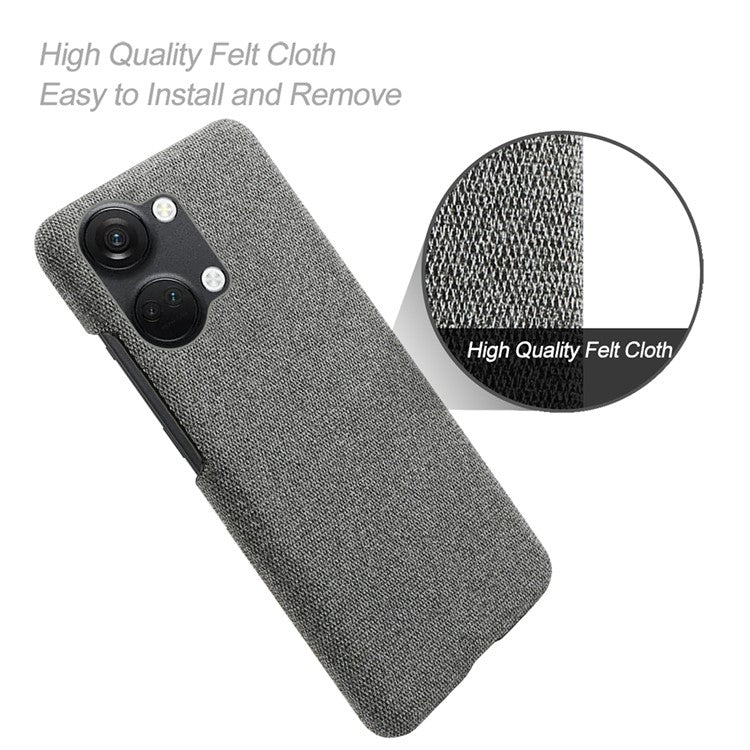 For OnePlus Nord 3 5G / Ace 2V Shockproof Non-Slip Case Cloth+Hard PC Protective Guardian Phone Cover - Grey