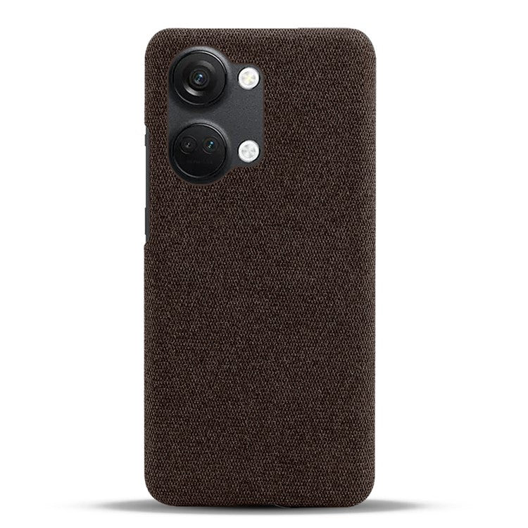 For OnePlus Nord 3 5G / Ace 2V Shockproof Non-Slip Case Cloth+Hard PC Protective Guardian Phone Cover - Brown