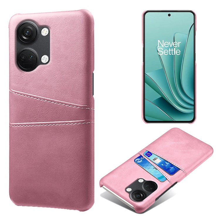 Phone Case for OnePlus Nord 3 5G / Ace 2V Drop Protection Dual Card Slots PU Leather Coated PC Cover - Rose Gold