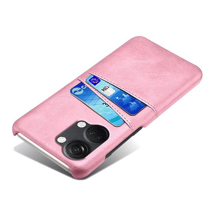 Phone Case for OnePlus Nord 3 5G / Ace 2V Drop Protection Dual Card Slots PU Leather Coated PC Cover - Rose Gold