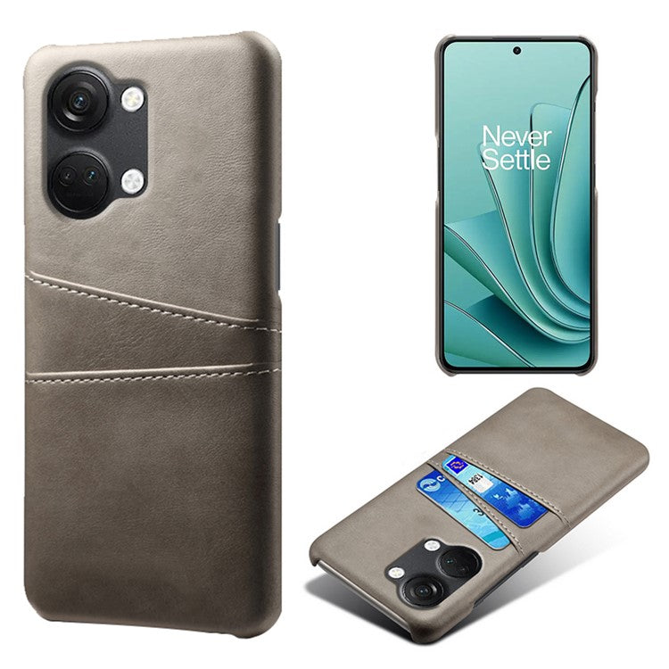 Phone Case for OnePlus Nord 3 5G / Ace 2V Drop Protection Dual Card Slots PU Leather Coated PC Cover - Grey