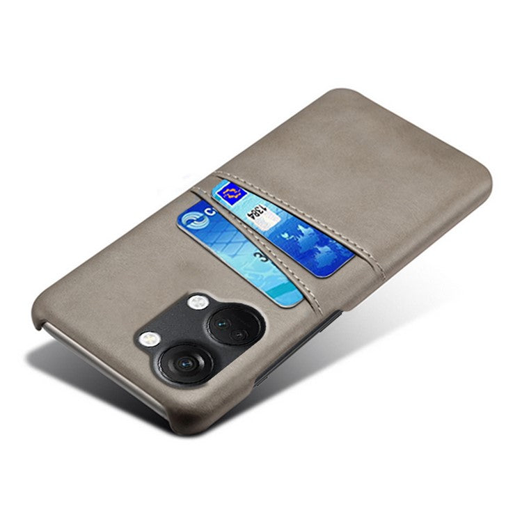 Phone Case for OnePlus Nord 3 5G / Ace 2V Drop Protection Dual Card Slots PU Leather Coated PC Cover - Grey