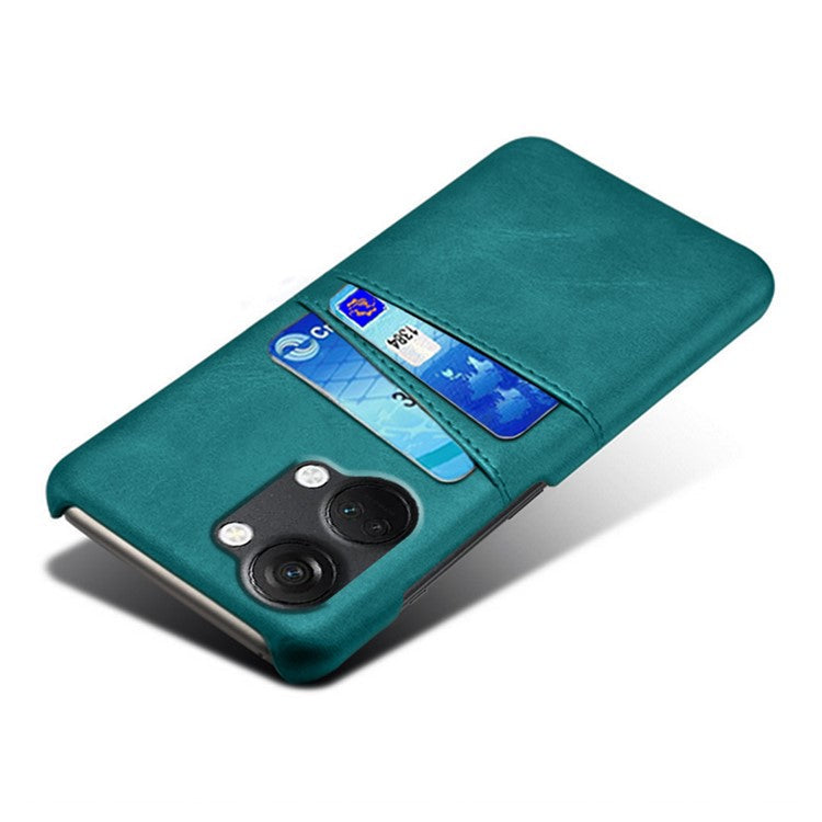 Phone Case for OnePlus Nord 3 5G / Ace 2V Drop Protection Dual Card Slots PU Leather Coated PC Cover - Green
