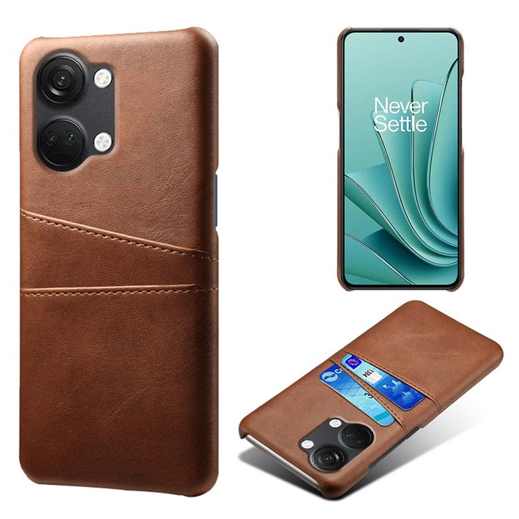 Phone Case for OnePlus Nord 3 5G / Ace 2V Drop Protection Dual Card Slots PU Leather Coated PC Cover - Brown