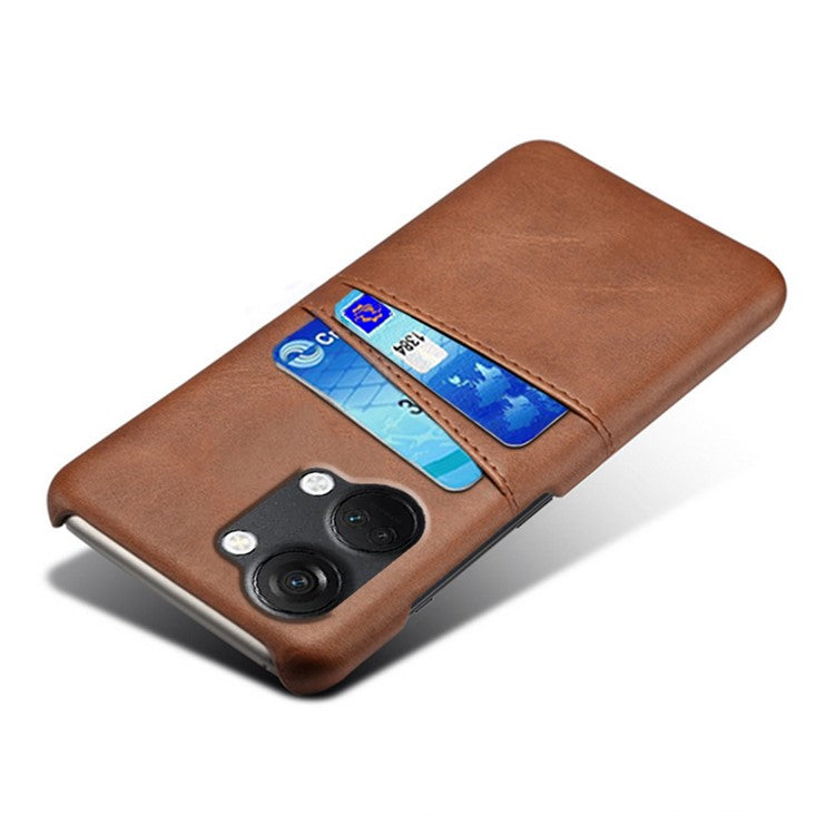 Phone Case for OnePlus Nord 3 5G / Ace 2V Drop Protection Dual Card Slots PU Leather Coated PC Cover - Brown