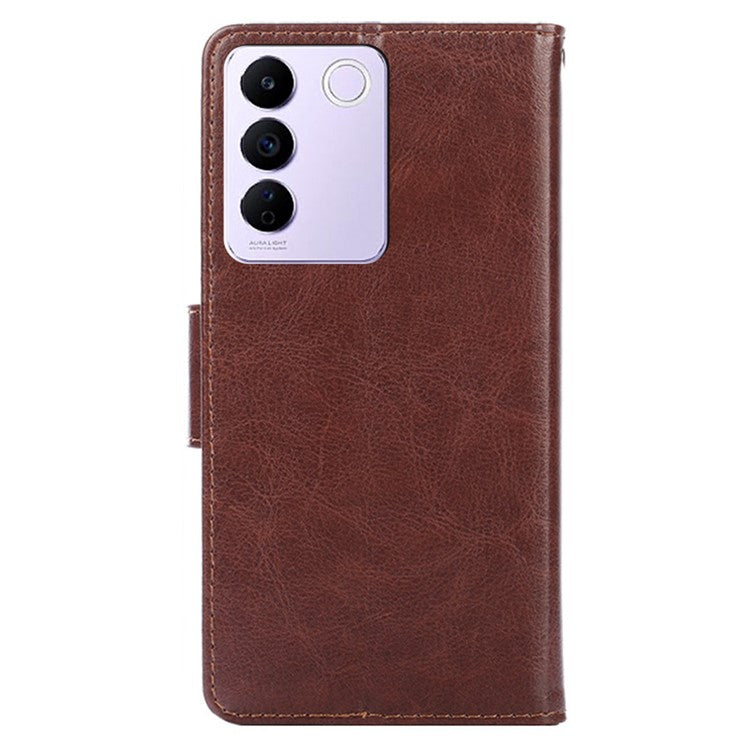 For vivo S16e 5G Textured PU Leather Protective Case Anti-Drop Wallet Phone Stand Shell - Brown