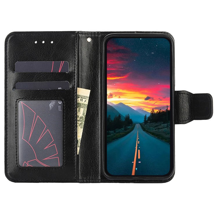 For vivo S16e 5G Textured PU Leather Protective Case Anti-Drop Wallet Phone Stand Shell - Black