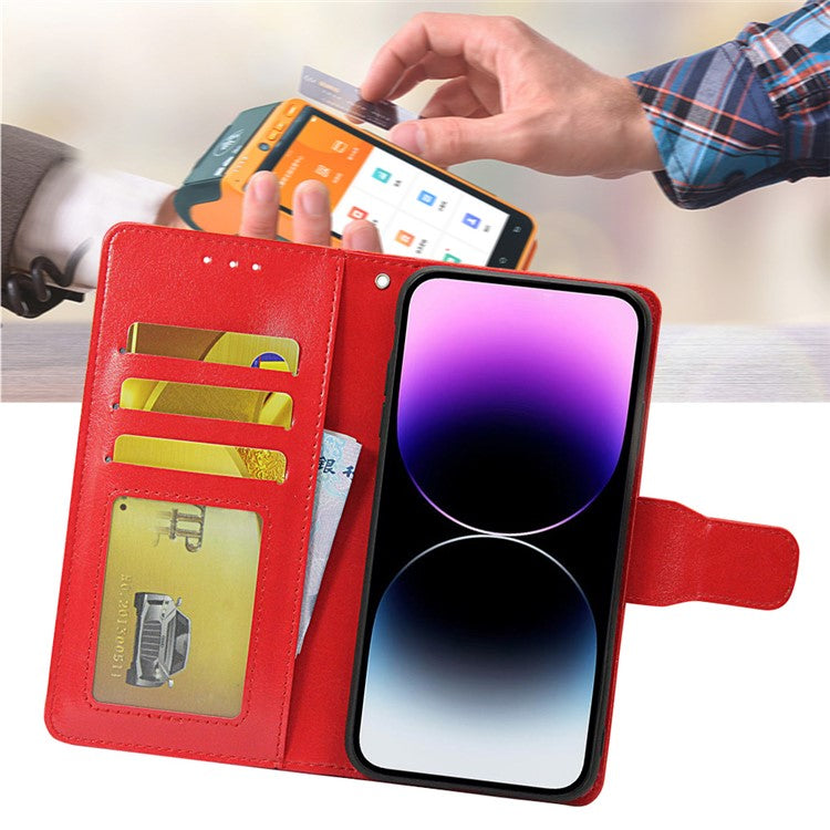 Shockproof Case for Oppo Find X6 Leather Flip Cover Anti-Drop Wallet Phone Case with Stand - Red