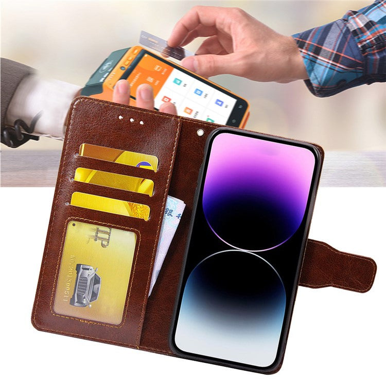 Shockproof Case for Oppo Find X6 Leather Flip Cover Anti-Drop Wallet Phone Case with Stand - Brown