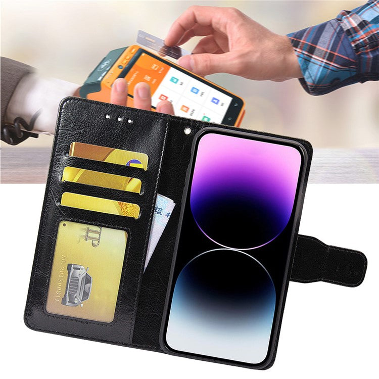 Shockproof Case for Oppo Find X6 Leather Flip Cover Anti-Drop Wallet Phone Case with Stand - Black