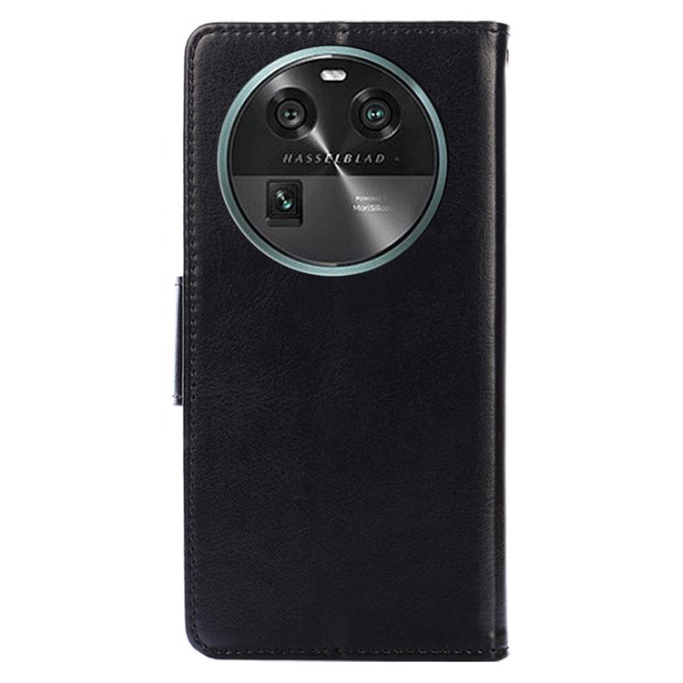 Shockproof Case for Oppo Find X6 Leather Flip Cover Anti-Drop Wallet Phone Case with Stand - Black