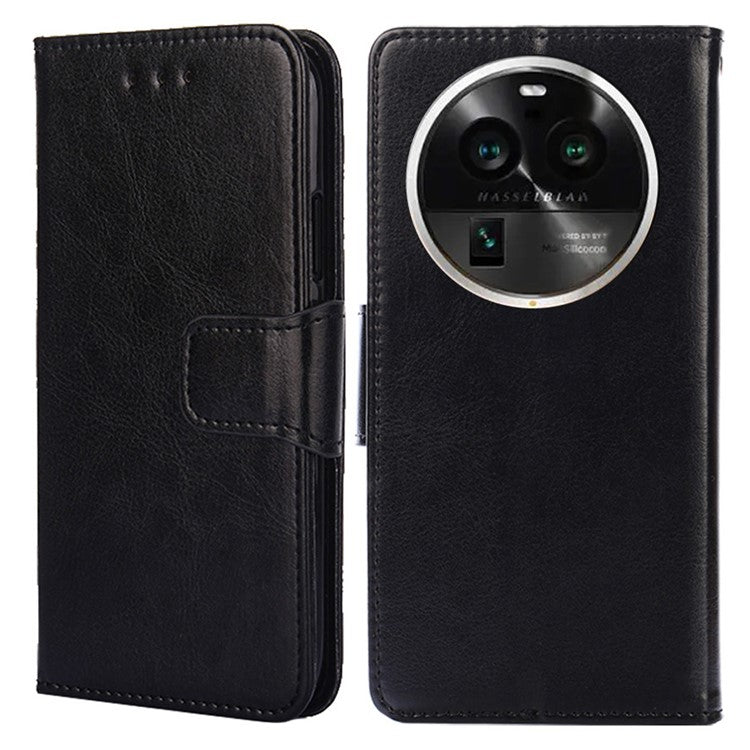 Protective Case for Oppo Find X6 Pro Leather Flip Phone Shell Anti-Fall Wallet Phone Case with Stand - Black